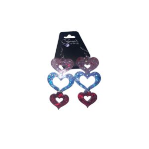 Triple Heart Gradient Glitter Earrings