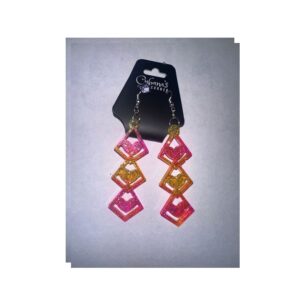 Pink + Orange Ombre Geometric Earrings