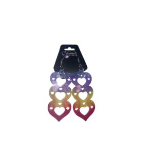 Rainbow Ombre Triple-Heart Earrings