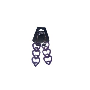 Purple Triple-Heart Glitter Earrings