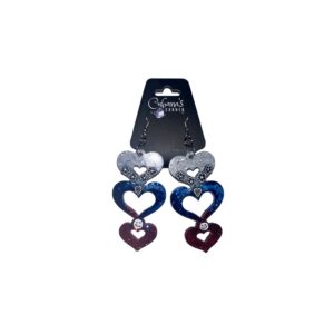 Red, White & Blue Face/Flower Earrings