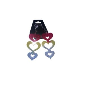 Tricolor Glitter Heart Earrings