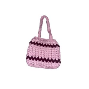 Pink & Burgundy Chevron Crochet Purse