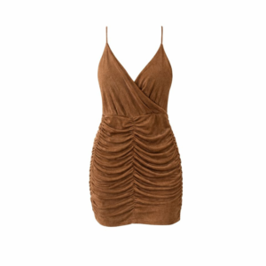 Bronze Ruched Mini Dress (Large)