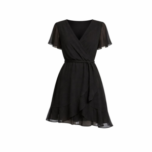 Black Chiffon Wrap Dress (Large)