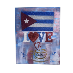 Cuban Flag Love Café Canvas Art
