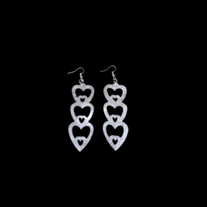 Silver Triple Heart Drop Earrings