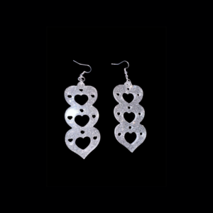 Silver Rounded Heart Drop Earrings